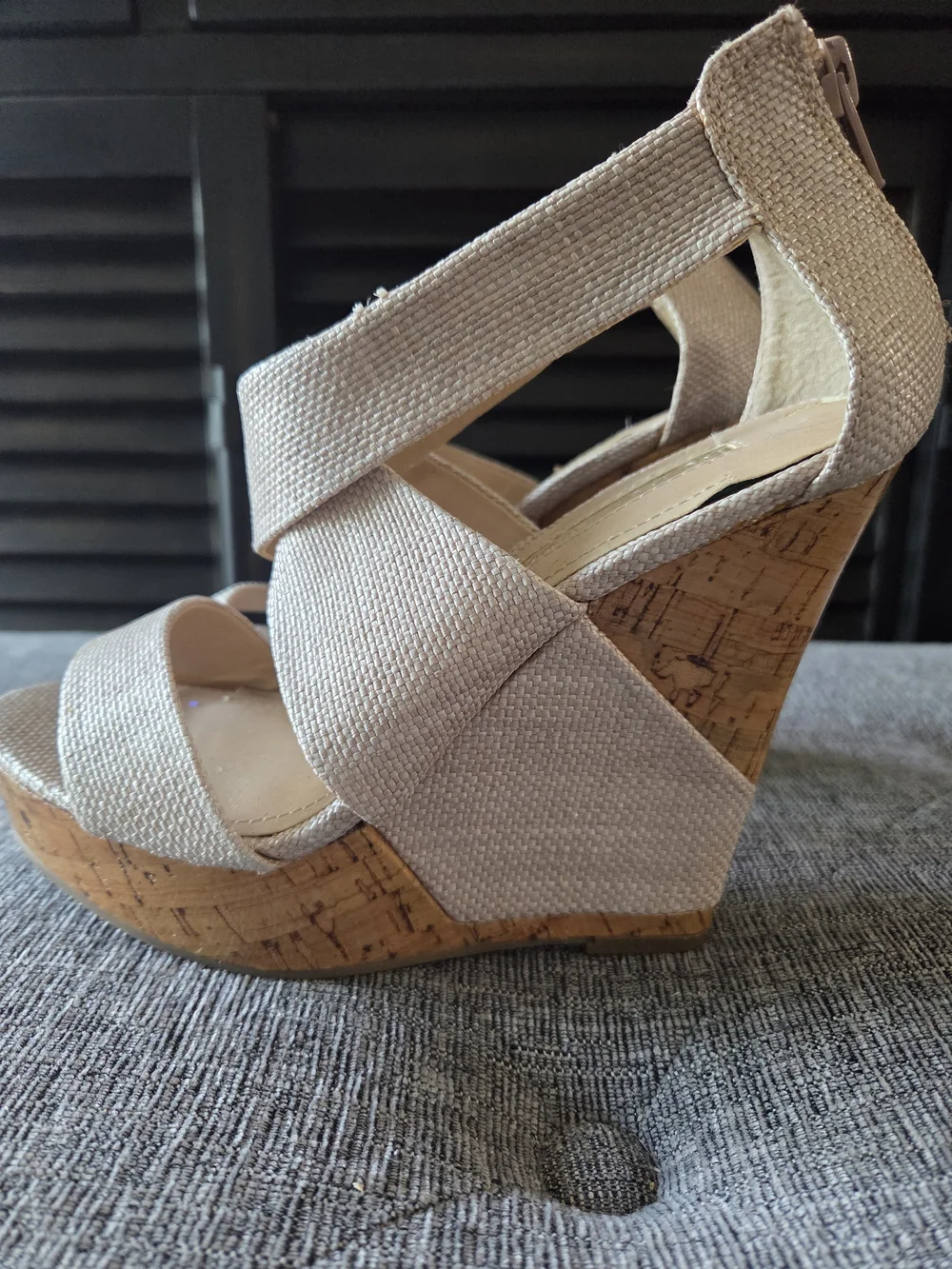 BCBGeneration Blush Pink Rando Cork Wedge Sandals Size 6